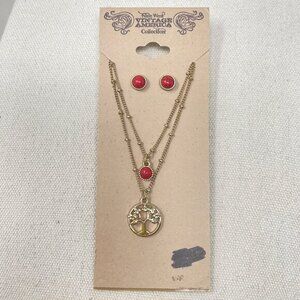 Nine West Vintage America Tree‎ of Life Necklace Set with Matching Earrings New